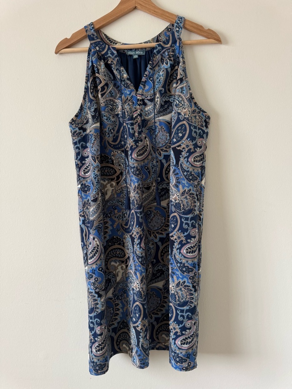 Fleur Bleue Navy Paisley Halter Neck Midi Dress Size US 8